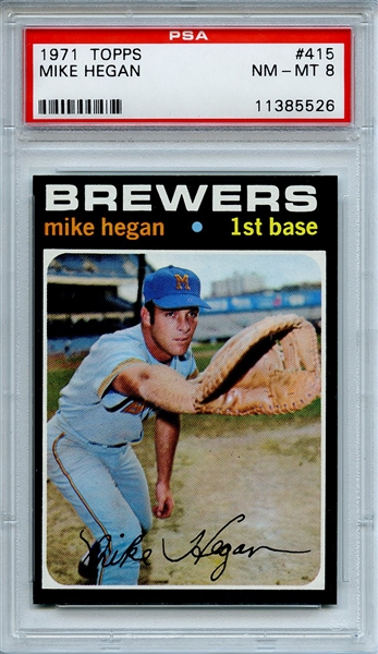 1971 Topps 415 Mike Hegan PSA NM-MT 8