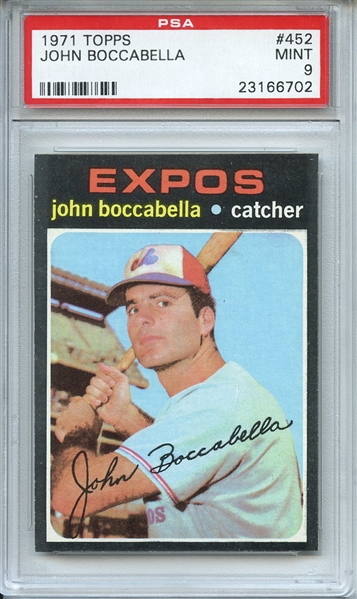 1971 Topps 452 John Boccabella PSA MINT 9