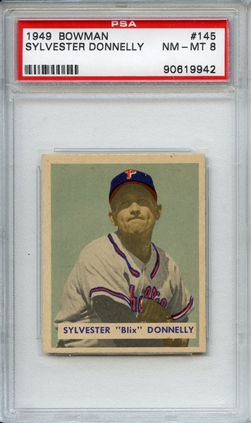 1949 Bowman 145 Sylvester Donnelly PSA NM-MT 8