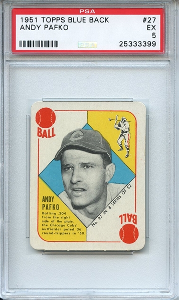 1951 Topps Blue Back 27 Andy Pafko PSA EX 5