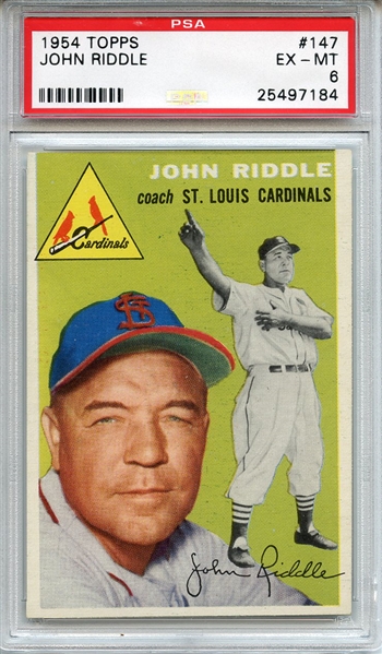 1954 Topps 147 John Riddle PSA EX-MT 6