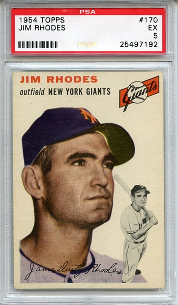 1954 Topps 170 Jim Rhodes PSA EX 5