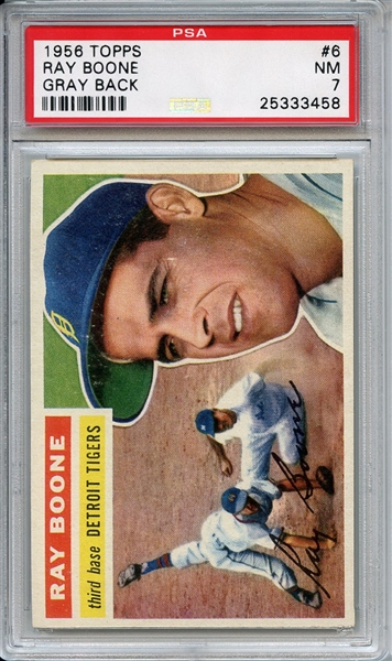 1956 Topps 6 Ray Boone Gray Back PSA NM 7