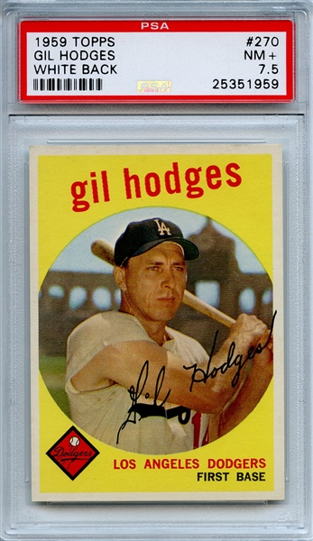 1959 Topps 270 Gil Hodges White Back PSA NM+ 7.5