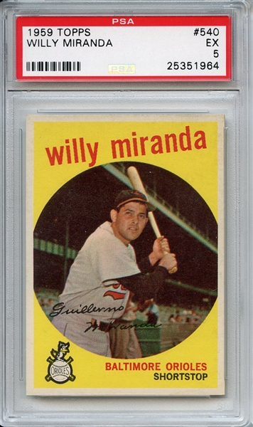 1959 Topps 540 Willy Miranda PSA EX 5