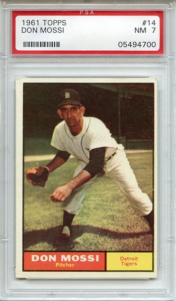 1961 Topps 14 Don Mossi PSA NM 7