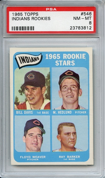1965 Topps 546 Cleveland Indians Rookies PSA NM-MT 8