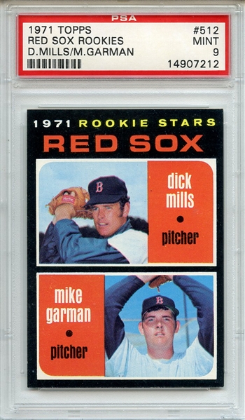 1971 Topps 512 Boston Red Sox Rookies PSA MINT 9