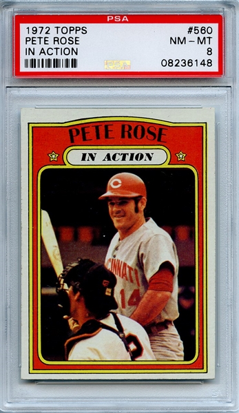1972 Topps 560 Pete Rose In Action PSA NM-MT 8