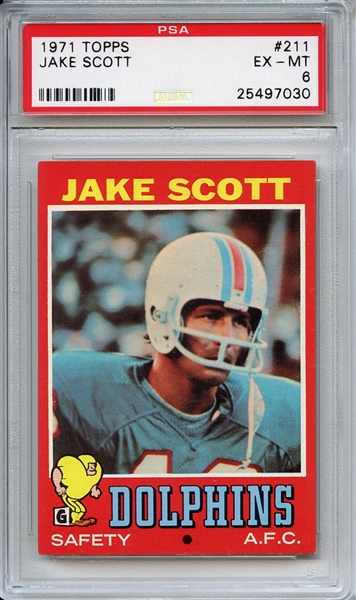 1971 Topps 211 Jake Scott PSA EX-MT 6