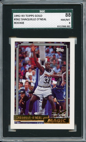 1992 Topps Gold 362 Shaquille O'Neal RC SGC NM/MT 88 / 8