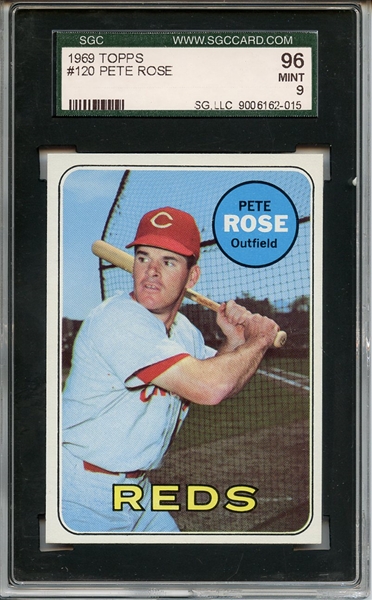 1969 Topps 120 Pete Rose SGC MINT 96 / 9