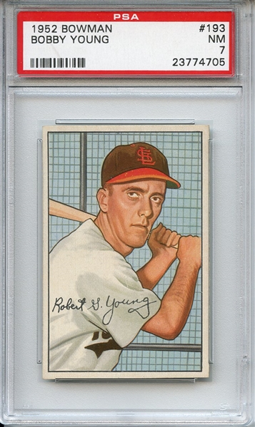 1952 Bowman 193 Bobby Young PSA NM 7