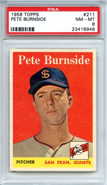 1958 Topps 211 Pete Burnside PSA NM-MT 8