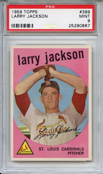 1959 Topps 399 Larry Jackson PSA MINT 9
