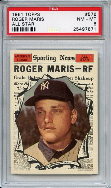 1961 Topps 576 Roger Maris All Star PSA NM-MT 8