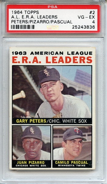 1964 Topps 2 AL ERA Leaders PSA VG-EX 4