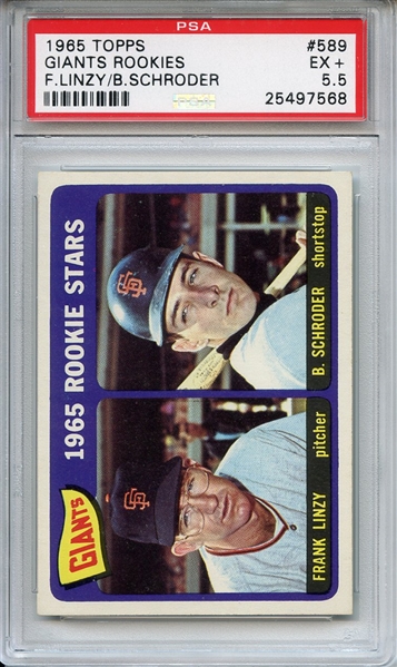 1965 Topps 589 San Francisco Giants Rookies PSA EX+ 5.5