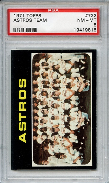 1971 Topps 722 Houston Astros Team PSA NM-MT 8