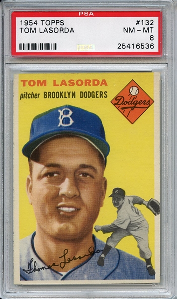 1954 Topps 132 Tommy Lasorda RC PSA NM-MT 8