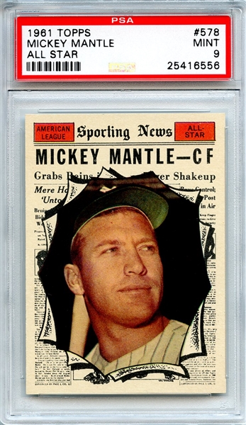 1961 Topps 578 Mickey Mantle All Star PSA MINT 9