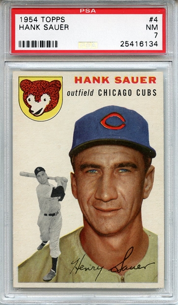 1954 Topps 4 Hank Sauer PSA NM 7