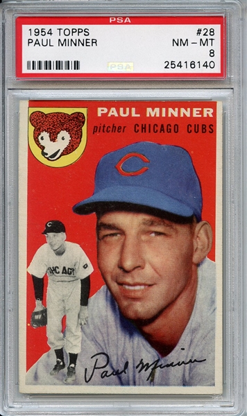 1954 Topps 28 Paul Minner PSA NM-MT 8