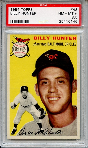 1954 Topps 48 Billy Hunter PSA NM-MT+ 8.5