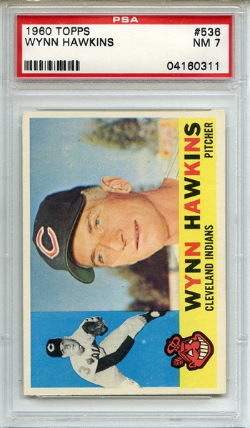1960 Topps 536 Wynn Hawkins PSA NM 7