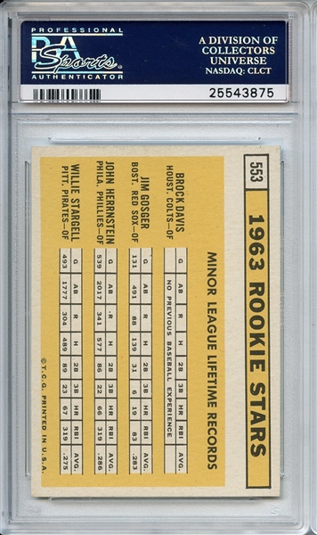 1963 Topps 553 Willie Stargell RC PSA NM-MT 8