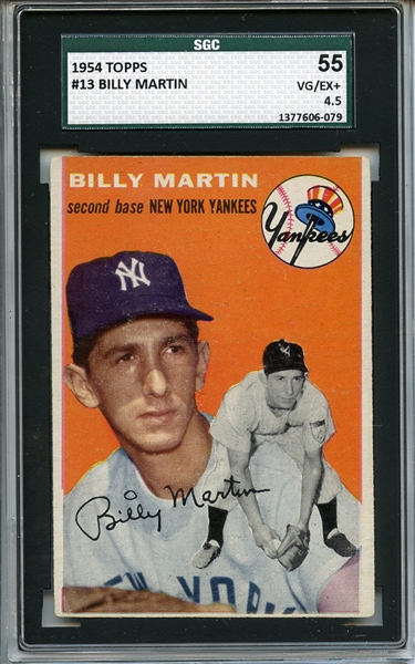 1954 Topps 13 Billy Martin SGC VG/EX+ 55 / 4.5