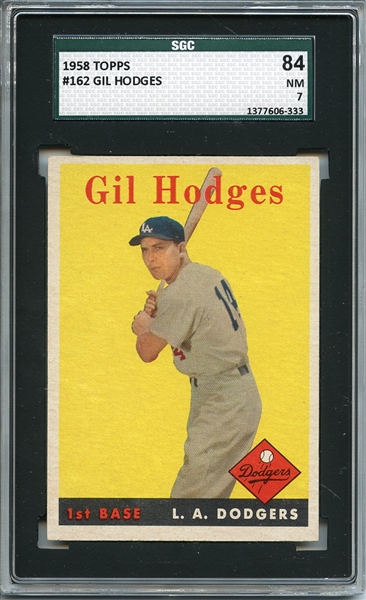 1958 Topps 162 Gil Hodges SGC NM 84 / 7