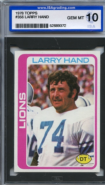 1978 Topps 356 Larry Hand ISA GEM MT 10