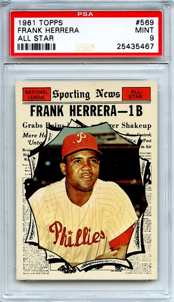 1961 Topps 569 Frank Herrera All Star PSA MINT 9