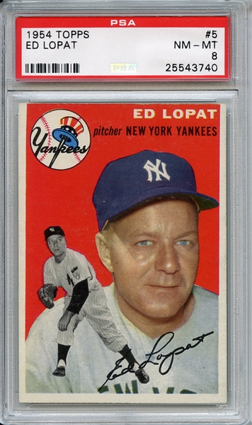 1954 Topps 5 Ed Lopat PSA NM-MT 8