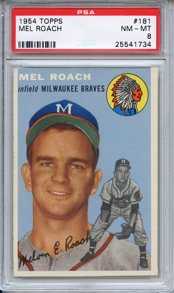 1954 Topps 181 Mel Roach PSA NM-MT 8
