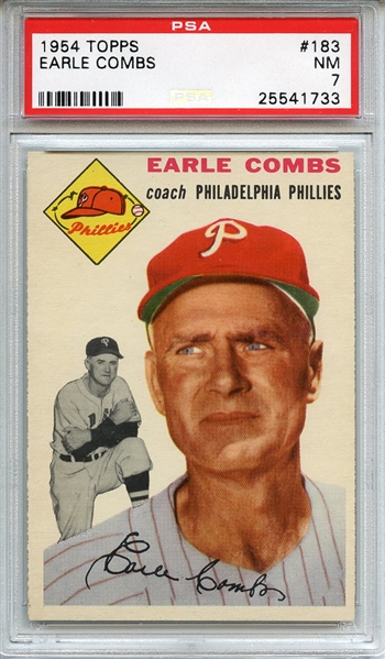 1954 Topps 183 Earle Combs PSA NM 7