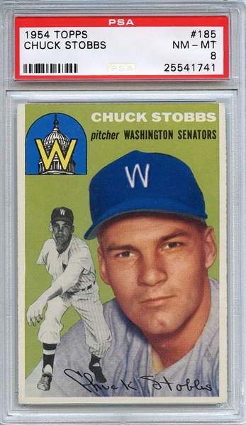 1954 Topps 185 Chuck Stobbs PSA NM-MT 8