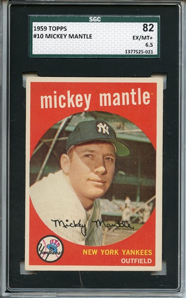 1959 Topps 82 #10 Mickey Mantle SGC EX/MT + 82 / 6.5