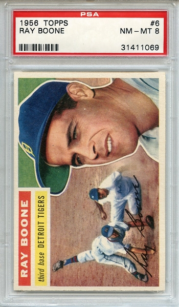 1956 Topps 6 Ray Boone White Back PSA NM-MT 8