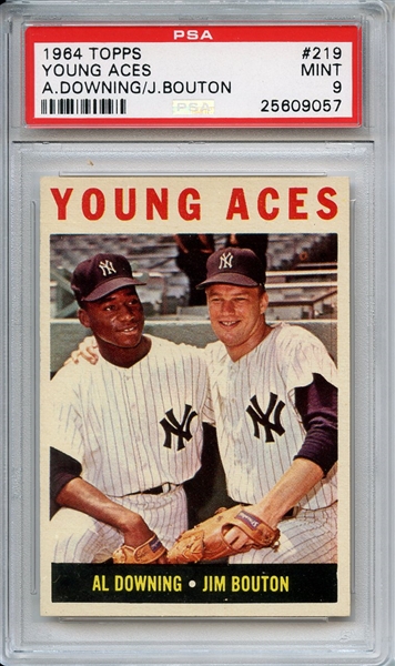 1964 Topps 219 Young Aces A. Downing/J. Bouton PSA MINT 9