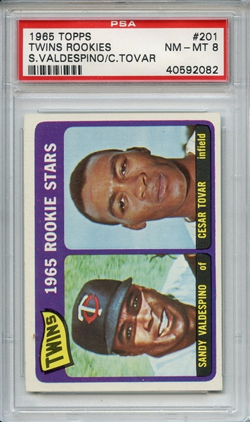1965 Topps 201 Twins Rookies S. Valdespino/C. Tovar PSA NM-MT 8