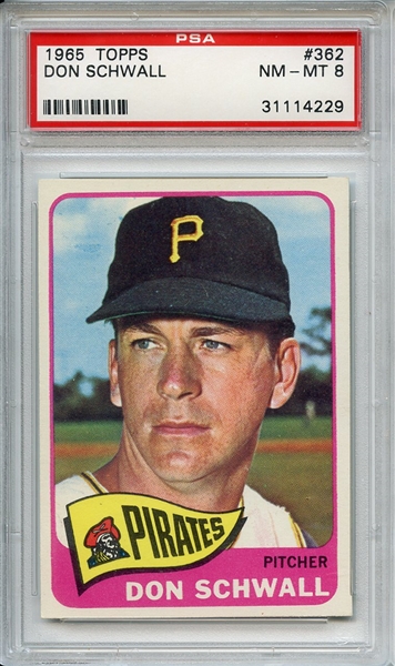 1965 Topps 362 Don Schwall  PSA NM-MT 8