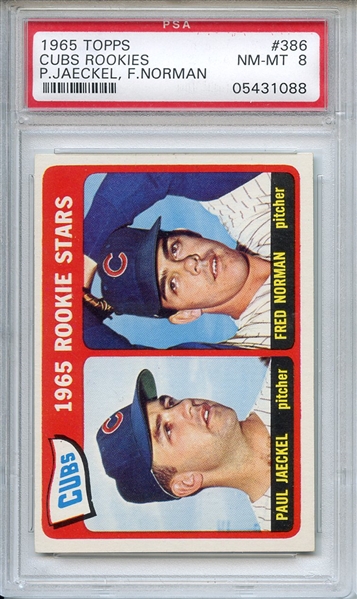 1965 Topps 386 Cubs Rookies P.Jaeckel, F.Norman PSA NM-MT 8