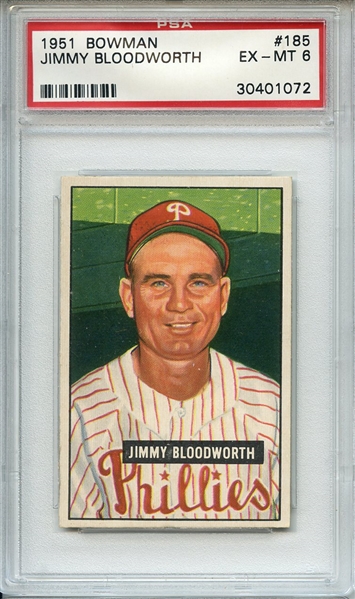 1951 Bowman 185 Jimmy Bloodworth PSA EX-MT 6