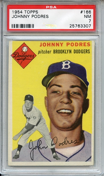 1954 Topps 166 Johnny Podres PSA NM 7