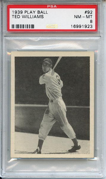 1939 Play Ball 92 Ted Williams RC PSA NM-MT 8