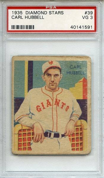 1935 Diamond Stars 39 Carl Hubbell PSA VG 3