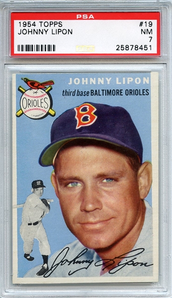 1954 Topps 19 Johnny Lipon PSA NM 7