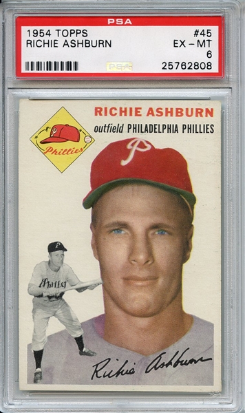 1954 Topps 45 Richie Ashburn PSA EX-MT 6